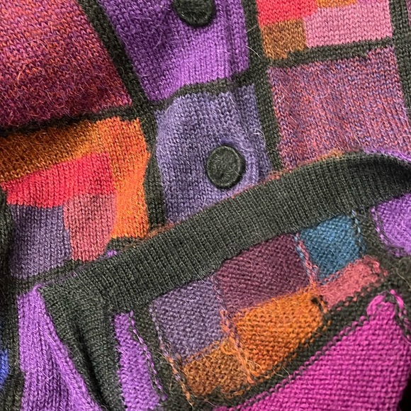 Spirit of the Andes Alpaca Hand knitted in Bolivia Multicoloured Cardigan S/M - Picture 12 of 12